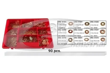 Фото (Box 90шт) Шайби під форсунку 81905x10шт/81291х 10шт/81292х 10шт/83244х 10шт/83252х 10шт/81247х 10шт/83700х 10шт/80541х 10шт/81215х 10шт 3RG (96017) зображення 1