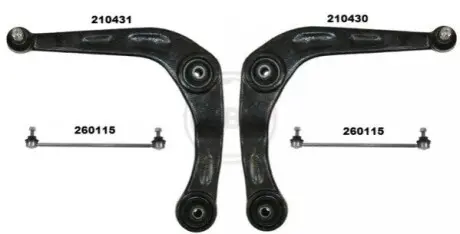 К-кт важелів перед. підвіски Peugeot 206 98- A.B.S. 219903 Купити в Україні