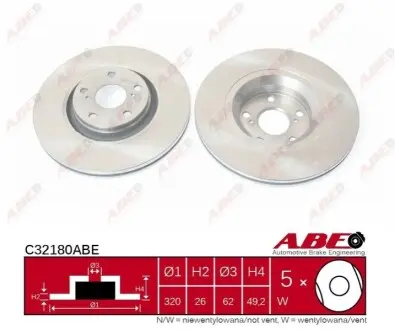 Фото Диск гальмівний (передній) Toyota Avensis/Verso 08- (320x26) ABE (C32180ABE) зображення 1
