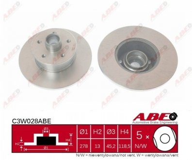 Диск тормозной ABE C3W028ABE