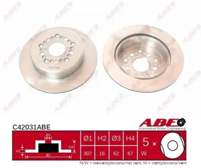Диск гальмівний задн Лів/Прав LEXUS GS, LS TOYOTA CELSIOR, CROWN, MARK II VIII, SUPRA 2.5-4.3 12.89-08.06 ABE C42031ABE Купити в Україні