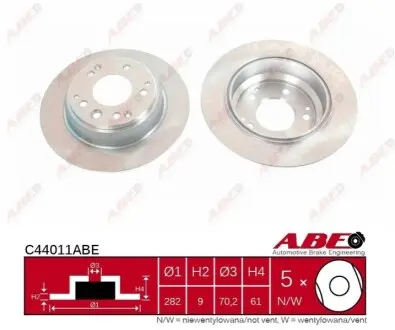 Диск гальмівний задн Лів/Прав ACURA LEGEND, LEGEND II, RL HONDA LEGEND II, LEGEND III, LEGEND IV, ODYSSEY, SHUTTLE, STEPWGN 2.0-3.7 01.87-12.13 ABE C44011ABE Купити в Україні