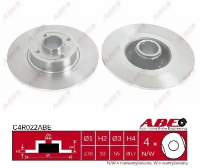 Диск тормозной ABE C4R022ABE Купить в Украине