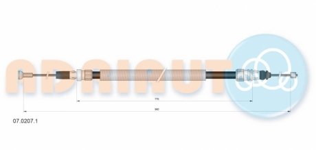 CITROEN трос ручного гальма задн. пр./лів. DS5 Hybrid 1.6/2.0 12-15, ADRIAUTO 07.0207.1 (фото 1)