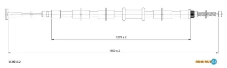 Трос стояночного гальма задн Лів (1500мм/1500мм) FIAT SIENA 1.3-1.7D 04.96-12.12 ADRIAUTO 1102102
