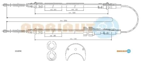 FORD Трос ручного тормоза Fiesta 86- ADRIAUTO 13.0234 Купить в Украине
