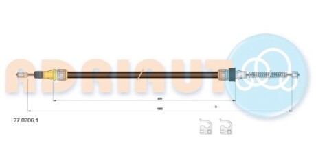 SMART Трос ручного тормоза 1035/870+1035/870 мм ROADSTER 03- ADRIAUTO 2702061 (фото 1)