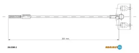Трос стояночного гальма передн Лів/Прав (305мм) NISSAN X-TRAIL, X-TRAIL II 2.0/2.0D/2.5 03.07-07.14 ADRIAUTO 28.0280.1 Купити в Україні