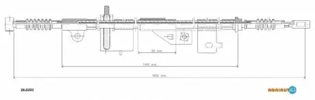 Фото NISSAN трос ручного тормоза прав.Primera -99 (диск) ADRIAUTO (28.0293) изображение 1