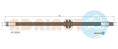 Фото RENAULT шланг гальмівний передн.L=475mm Megane 02-, Scenic 03-, Grand Scenic 04- ADRIAUTO (41.1216.1) зображення 1
