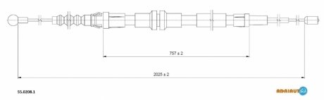 Трос остановочных тормозов - (2K3609721B, 2K3609721C, 2K3609721E) ADRIAUTO 5502081 (фото 1)