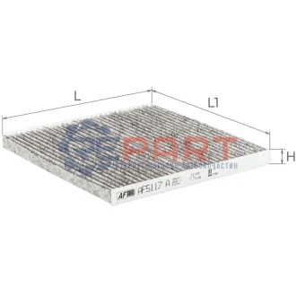 Фільтр салону Toyota Land Cruiser/Yaris 99-09 (216x216) (вугільний) ALPHA FILTER AF5117A Купити в Україні