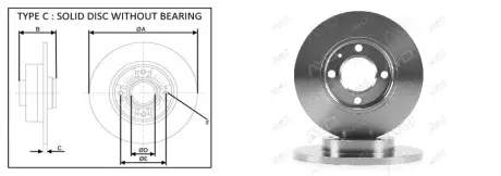 Диск тормозной (передний) VW Caddy 82-92/Golf 74-99/Passat 73-88/Polo 95-02 (239x12)(с покр)(повний) APLUS 61471AP