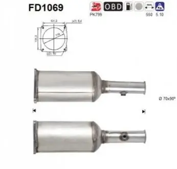 Фільтр сажевий Citroen C4 Picasso/C5/Peugeot 407 2.0HDI 04- (Євро-5) AS FD1069