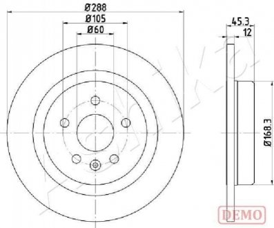 (16") Диск тормозной задний Opel Astra K 1.0-1.6D 06.15- ASHIKA 61-00-0404C (фото 1)