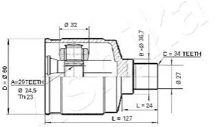 ШРКШ со смазкой в комплекте ASHIKA 62-0W-W20