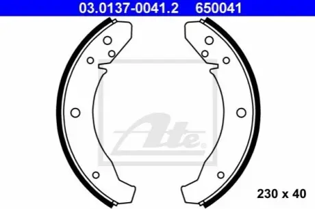 Гальмівна колодка PORSCHE 924 VW GARBUS 1.2-2.0 01.60-08.89 ATE 03013700412