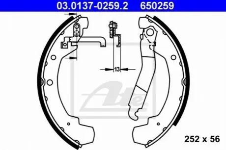 Гальмівна колодка VW LT 28-35 I 2.0-2.7D 04.75-06.96 ATE 03013702592