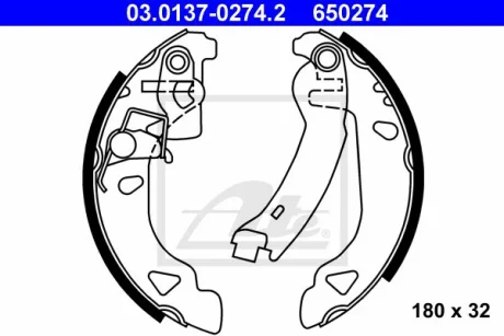 Гальмівна колодка FIAT BRAVA, BRAVO I, PUNTO LANCIA Y 1.1-1.9D 09.93-09.03 ATE 03013702742