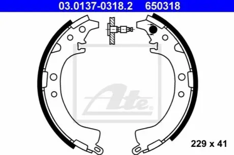 Гальмівна колодка TOYOTA CAMRY, RAV 4 I, RAV 4 II 1.8-2.2 06.91-11.05 ATE 03013703182