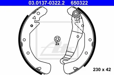 Гальмівна колодка OPEL ASTRA F, ASTRA F CLASSIC, ASTRA G, ASTRA G CLASSIC, VECTRA B, ZAFIRA A 1.2-2.0D 09.91-12.09 ATE 03013703222 Купити в Україні