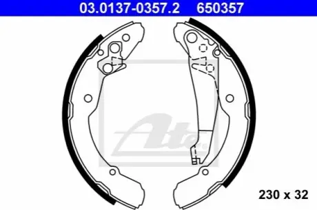 Гальмівна колодка SEAT INCA SKODA OCTAVIA I, ROOMSTER, ROOMSTER PRAKTIK VW CADDY II 1.2-1.9D 11.95-05.15 ATE 03013703572 Купити в Україні