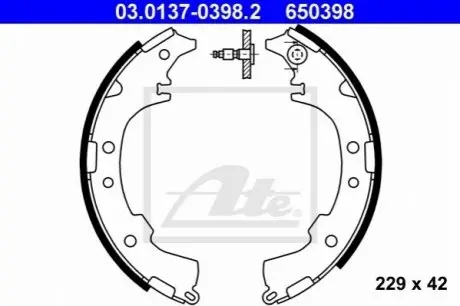 Гальмівна колодка DAIHATSU TERIOS TOYOTA CAMI, GAIA, NADIA, PICNIC, TOWN ACE 1.3-2.2D 05.96-10.06 ATE 03013703982