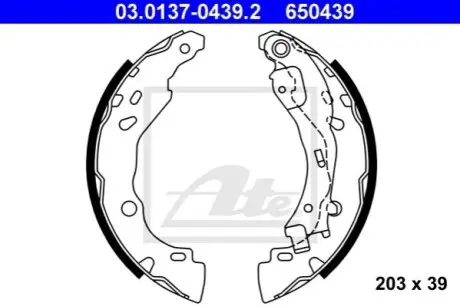 Гальмівна колодка CITROEN C2, C2 ENTERPRISE, C3 I, C3 PLURIEL LANCIA YPSILON PEUGEOT 1007 1.1-1.6D 02.02 ATE 03013704392