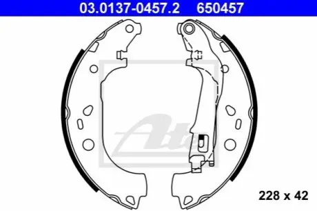 Гальмівна колодка FIAT DOBLO, DOBLO CARGO, FIORINO, IDEA, QUBO LANCIA MUSA OPEL COMBO, COMBO TOUR 1.3D-2.0D 10.01 ATE 03013704572 Купити в Україні