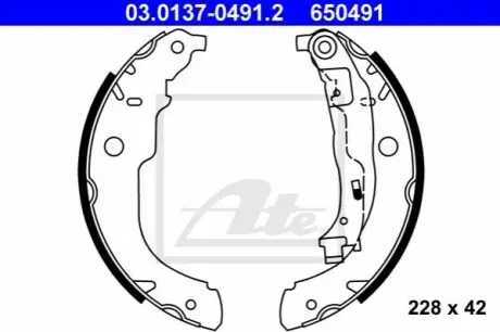Гальмівна колодка DS DS 3 CITROEN C3 II, DS3 PEUGEOT 207, 208, 208 I 1.0-1.6D 02.06 ATE 03013704912