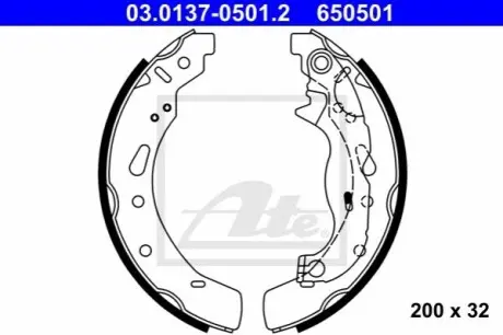 Гальмівна колодка MAZDA 2 1.3-1.6D 07.07 ATE 03.0137-0501.2
