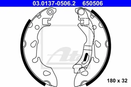 Гальмівна колодка FIAT 500, 500 C, PANDA FORD KA 0.9-1.3D 09.03 ATE 03.0137-0506.2