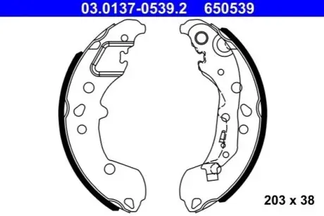 Гальмівна колодка SEAT ARONA, IBIZA V SKODA FABIA IV VW POLO VI 1.0-2.0 01.17- ATE 03013705392