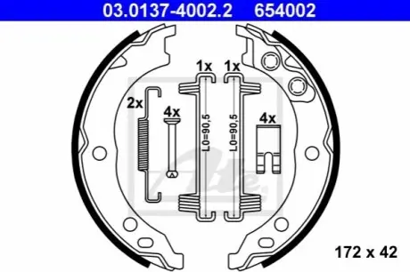 Гальмівна колодка CITROEN JUMPER I, JUMPER II FIAT DUCATO PEUGEOT BOXER 1.9D-2.8D 02.94 ATE 03013740022