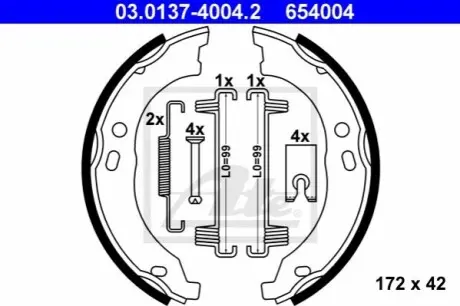 Гальмівна колодка CITROEN JUMPER III FIAT DUCATO PEUGEOT BOXER 2.0D-Electric 04.06 ATE 03013740042