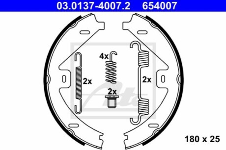 Гальмівні колодки ручного гальма - 03.0137-4007.2 (0054203620, A0054203620) ATE 03013740072