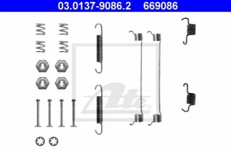 Монтажний набір гальмівної колодки (BENDIX) CITROEN XSARA, ZX PEUGEOT 306 RENAULT 11, 19 I, 19 I CHAMADE, 19 II, 19 II CHAMADE, 21, 9, CLIO I, RAPID, SUPER 5, TWINGO I 1.0-2.1D 09.81-06.07 ATE 03013790862