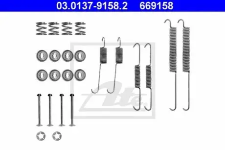 Монтажний набір гальмівної колодки (LUCAS/TRW) VOLVO 440, 460 CITROEN SAXO, XSARA, ZX DACIA SANDERO PEUGEOT 106 II, 206, 306 RENAULT CLIO II, LAGUNA I, SANDERO/STEPWAY I 1.0-Electric 08.88 ATE 03013791582 Купити в Україні