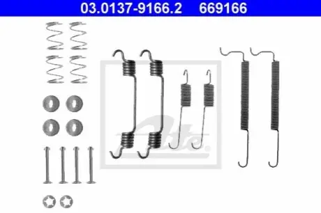 Монтажний набір гальмівної колодки CHEVROLET CORSA, TIGRA OPEL ASTRA F, CORSA A, CORSA A TR, CORSA B, CORSA C, TIGRA 1.0-1.7D 09.82-12.12 ATE 03013791662
