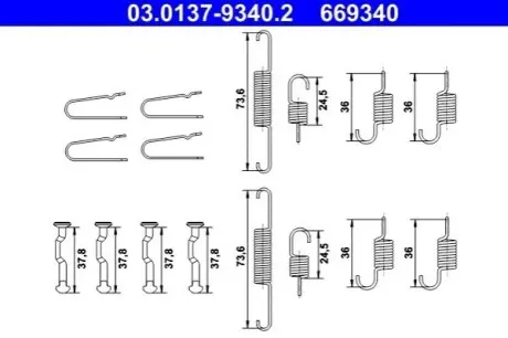 Монтажний набір гальмівної колодки (AKEBONO) HONDA CR-V II, FR-V, ODYSSEY, SHUTTLE, STREAM 1.7-2.4 10.94-12.09 ATE 03013793402