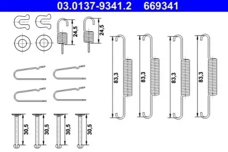 Монтажний набір гальмівної колодки (AKEBONO) HONDA CR-V II, CR-V III 2.0/2.2D/2.4 09.01-12.12 ATE 03013793412