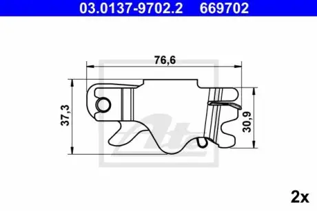 Елементи гальмівної колодки (2 шт) MERCEDES SPRINTER 4-T (B904) AUDI Q7 BMW 1 (E81), 1 (E82), 1 (E87), 1 (E88), 1 (F20), 1 (F21), 2 (F22, F87), 2 (F23), 3 (E46), 3 (E90), 3 (E91) 1.5-6.0D 06.94 ATE 03013797022 Купити в Україні
