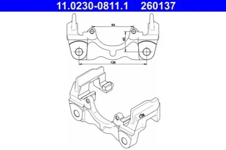 Скоба, супорт гальма задн VW CALIFORNIA T5 CAMPER, MULTIVAN T5, TOUAREG, TRANSPORTER T5 1.9D-6.0 10.02-08.15 ATE 11023008111