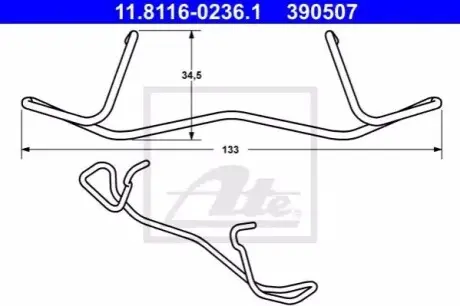 Монтажний набір гальмівних колодок передн VOLVO S60 I, S80 I, V70 II, XC70 I 2.0-3.0 11.97-04.10 ATE 11.8116-0236.1