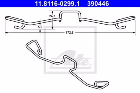 Пружина гальмівних колодок ATE 11.8116-0299.1 (фото 1)