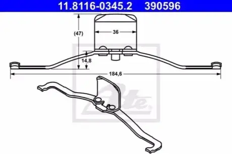 Монтажний набір гальмівних колодок VOLVO C70 II, S40 II, V40, V50 FORD FOCUS II OPEL SIGNUM, VECTRA C, VECTRA C GTS SAAB 9-3, 9-3X 1.5-3.2 08.02-08.19 ATE 11811603452 Купити в Україні