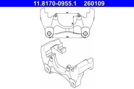 Скоба, супорт гальма Прав VW CALIFORNIA T5 CAMPER, MULTIVAN T5, TRANSPORTER T5 1.9D-3.2 04.03-08.15 ATE 11817009551 Купити в Україні
