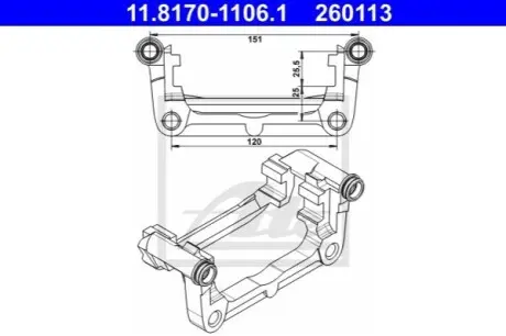 Скоба, супорт гальма задн Лів/Прав CHEVROLET CRUZE, ORLANDO, TRAX, VOLT OPEL AMPERA, ASTRA J, ASTRA J GTC, CASCADA, ZAFIRA C 1.3D-2.0D 05.09 ATE 11817011061 Купити в Україні