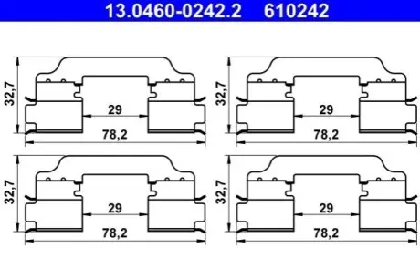 Монтажний набір гальмівних колодок RENAULT KANGOO BE BOP, KANGOO EXPRESS, KANGOO II 1.2-1.6LPG 02.08 ATE 13046002422