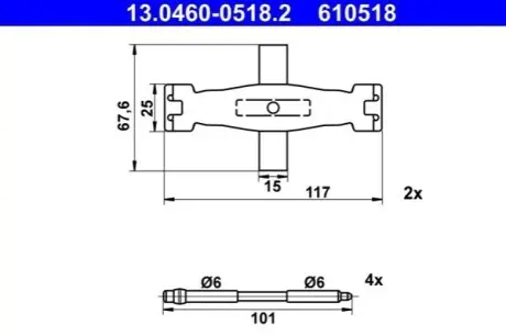 Монтажний набір гальмівних колодок AUDI A6 C7, A7, Q5 PORSCHE MACAN 1.8-4.0 10.08 ATE 13046005182 Купити в Україні